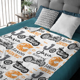 Personalized Motorcycle Theme Custom Name Blanket